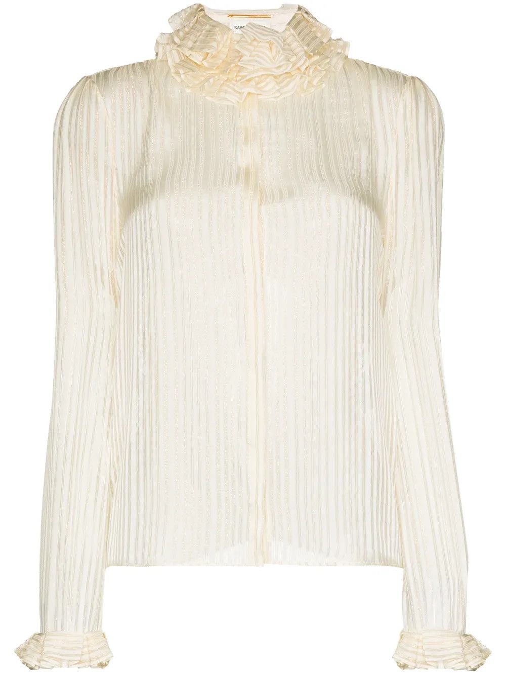 Saint Laurent Paris o1y0126 Striped Shirt in White Size S / US 4 / IT 40 - 1 Thumbnail