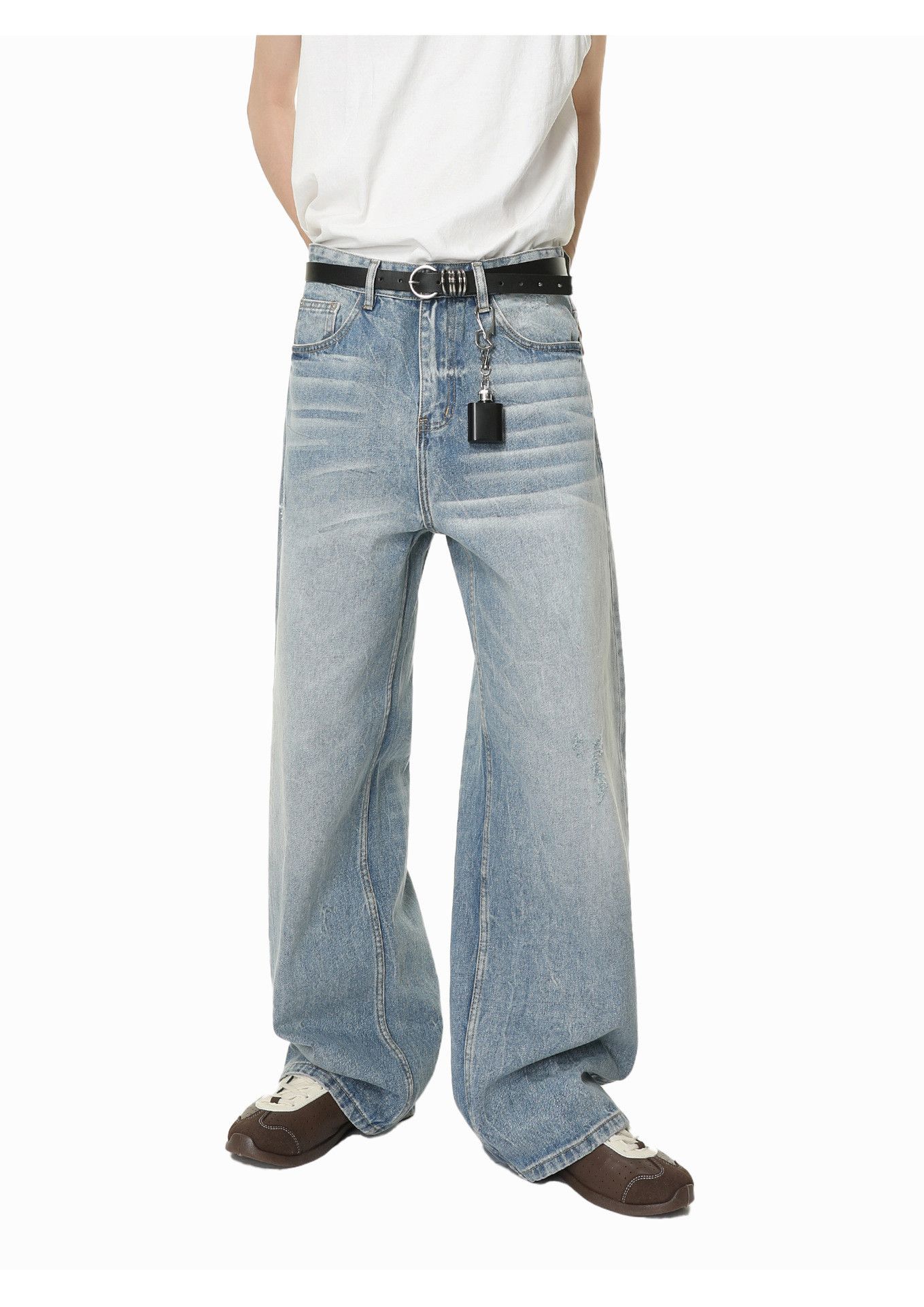 Vintage Japanese retro washed distressed straight loose jeans Size US 32 / EU 48 - 2 Thumbnail