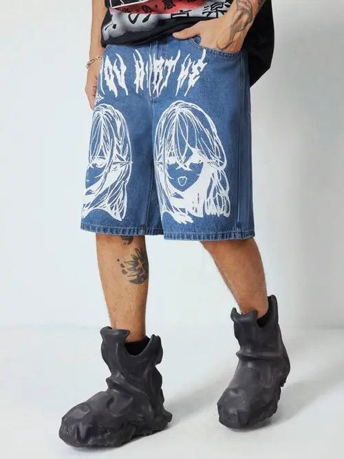 Japanese Brand × Vintage Anime Graphic Y2k Shorts Jorts Denim Size US 30 / EU 46 - 1 Thumbnail