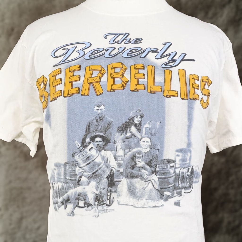 Gildan VINTAGE BEVERLY BEERBELLIES TSHIRT Shirt Unisex Adults Large White 21" Pit to Pit 28" Length 100% Cotton Humor Parody 90s Mens Womens Boys Girls Size US L / EU 52-54 / 3 - 1 Thumbnail
