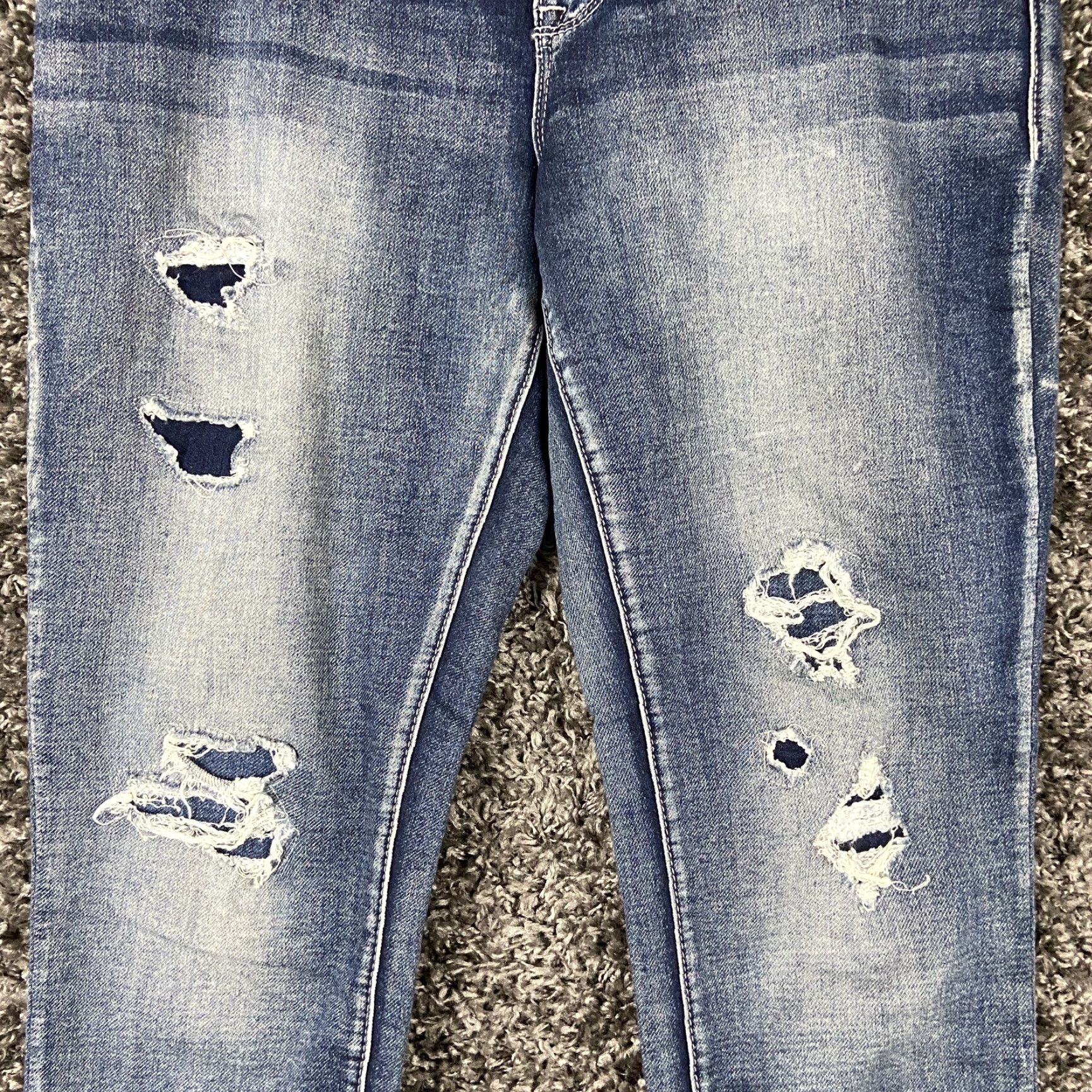Vintage Maurices Jeans Skinny Distressed Blue Medium Women M Regular Size 32" / US 10 / IT 46 - 6 Thumbnail