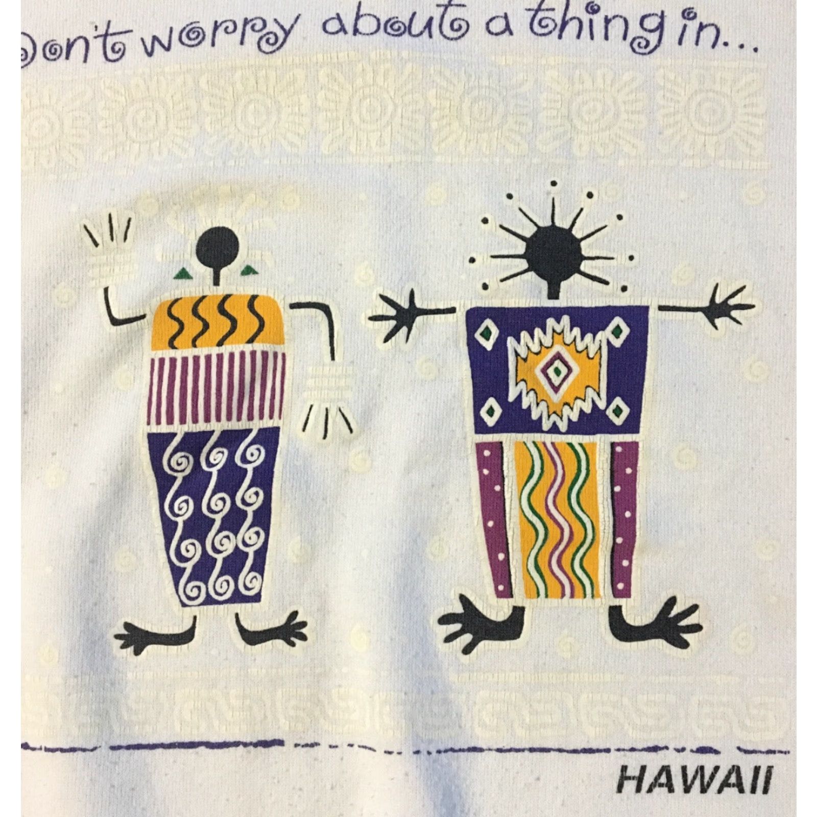 Delta Vtg 90s Don’t Worry About A Thing In Hawaii Sweatshirt M L Surf Tribal Maui TC Shirt Men Large White Surf Hawaii 90s Vintage USA Punk Style Pullover Size US L / EU 52-54 / 3 - 2 Thumbnail