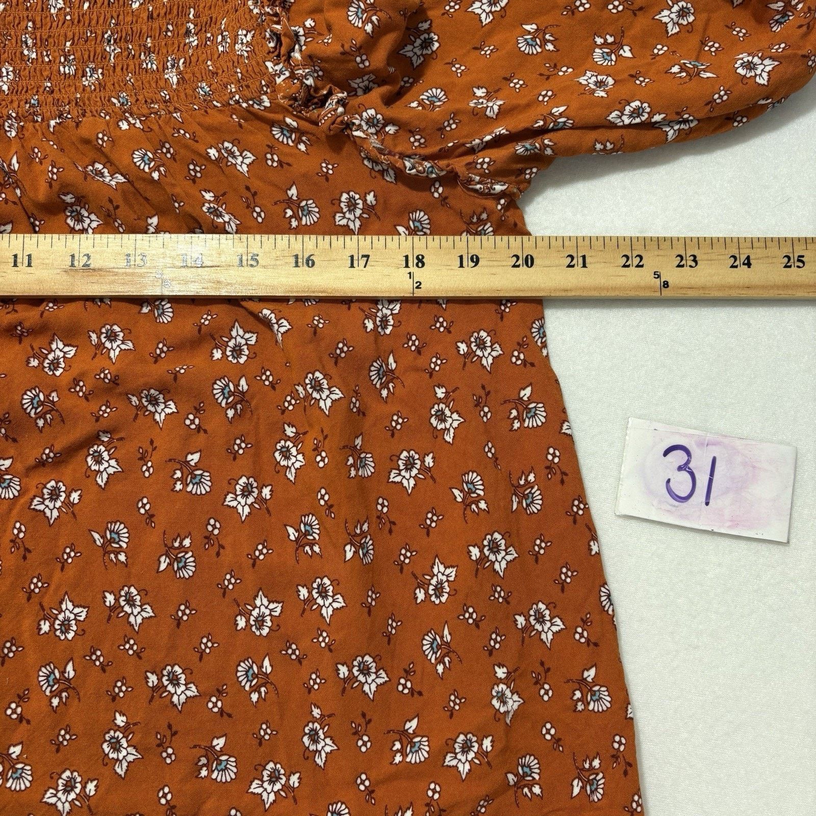 Forever 21 Foreve 21 Medium Smocked Boho Top Orange Floral Blouse Size M / US 6-8 / IT 42-44 - 8 Thumbnail