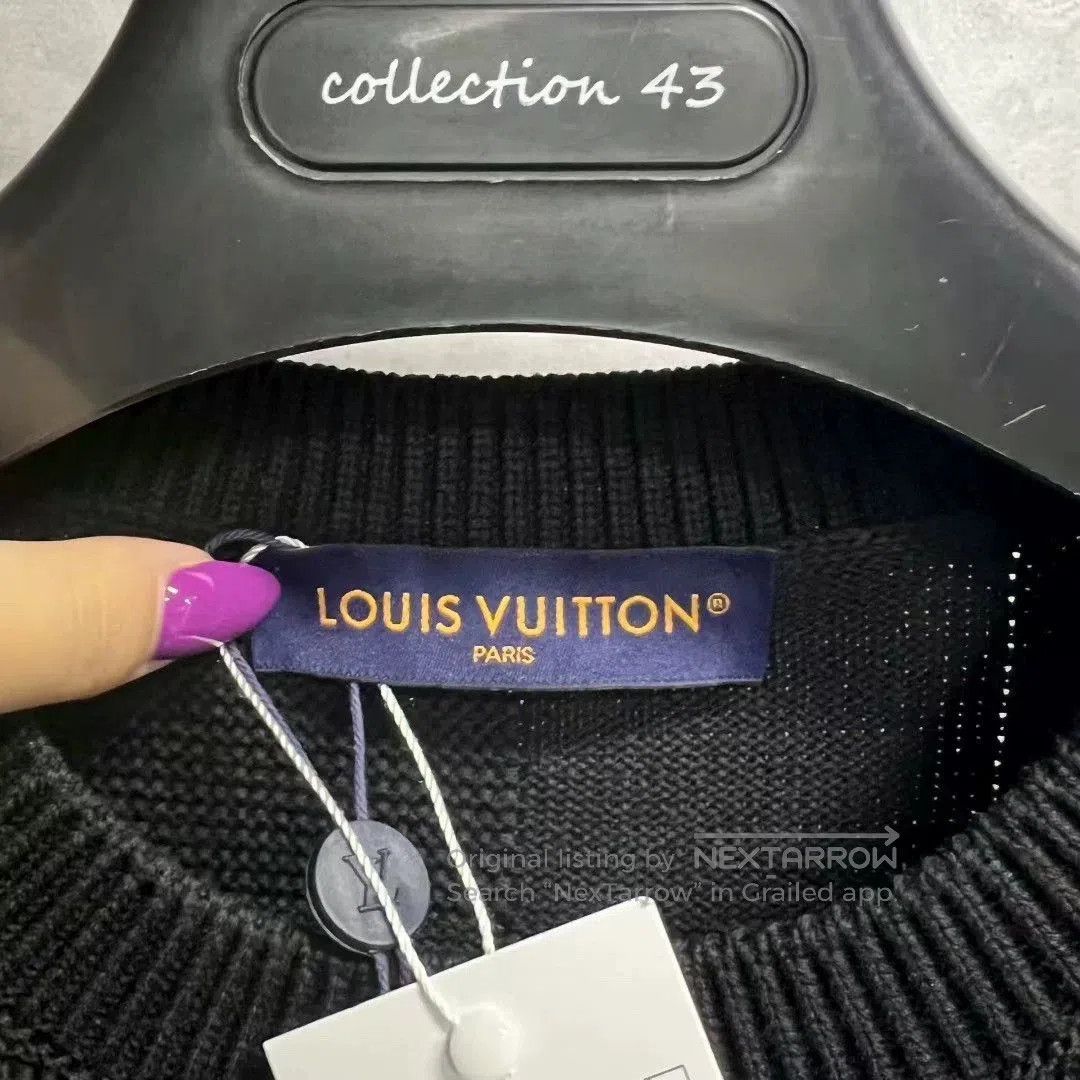 Louis Vuitton black checkered long sleeve knit sweater. Size US XL / EU 56 / 4 - 3 Thumbnail