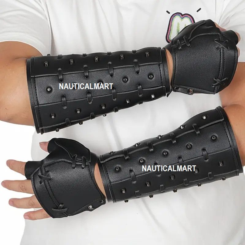 Other Medieval Viking Knight Faux Leather Arm Guards Size ONE SIZE - 1 Thumbnail