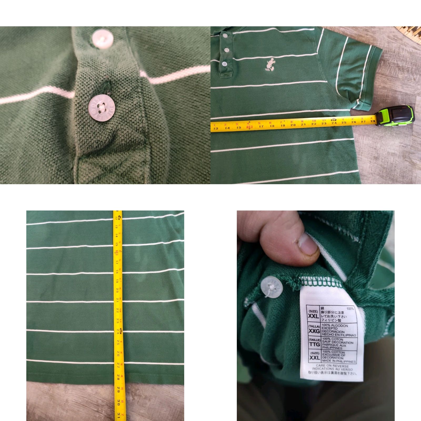 Disney Disney Mickey Mouse Polo Golf Shirt Green Striped Men's 2XL Embroidered Classic Activewear Size US XXL / EU 58 / 5 - 8 Thumbnail