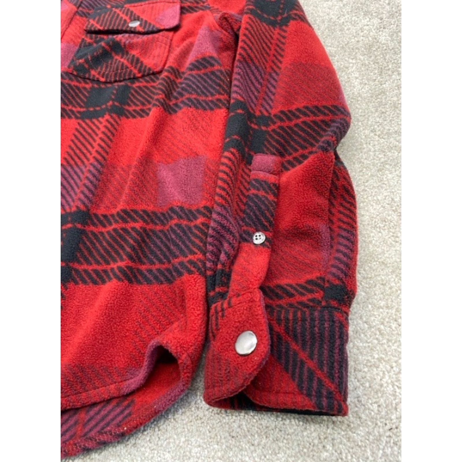 True Religion VINTAGE True Religion Shacket Women's M Red Plaid Polar Fleece Snap Buttons 5886 Size M / US 6-8 / IT 42-44 - 3 Thumbnail