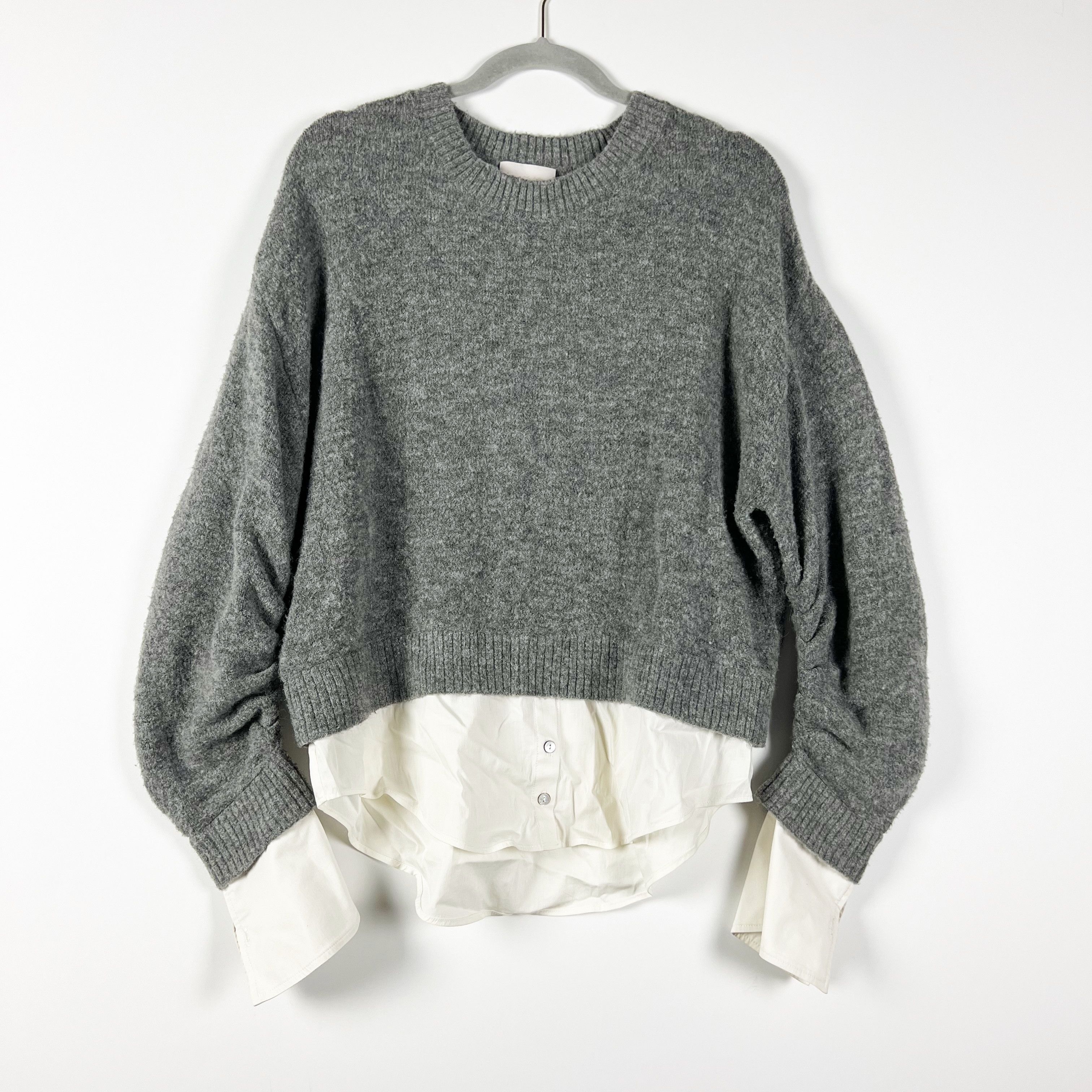 image of Cinq A Sept Carlota Wool Blend Knit Jumper Sweater in Grey, Women's (Size Large)