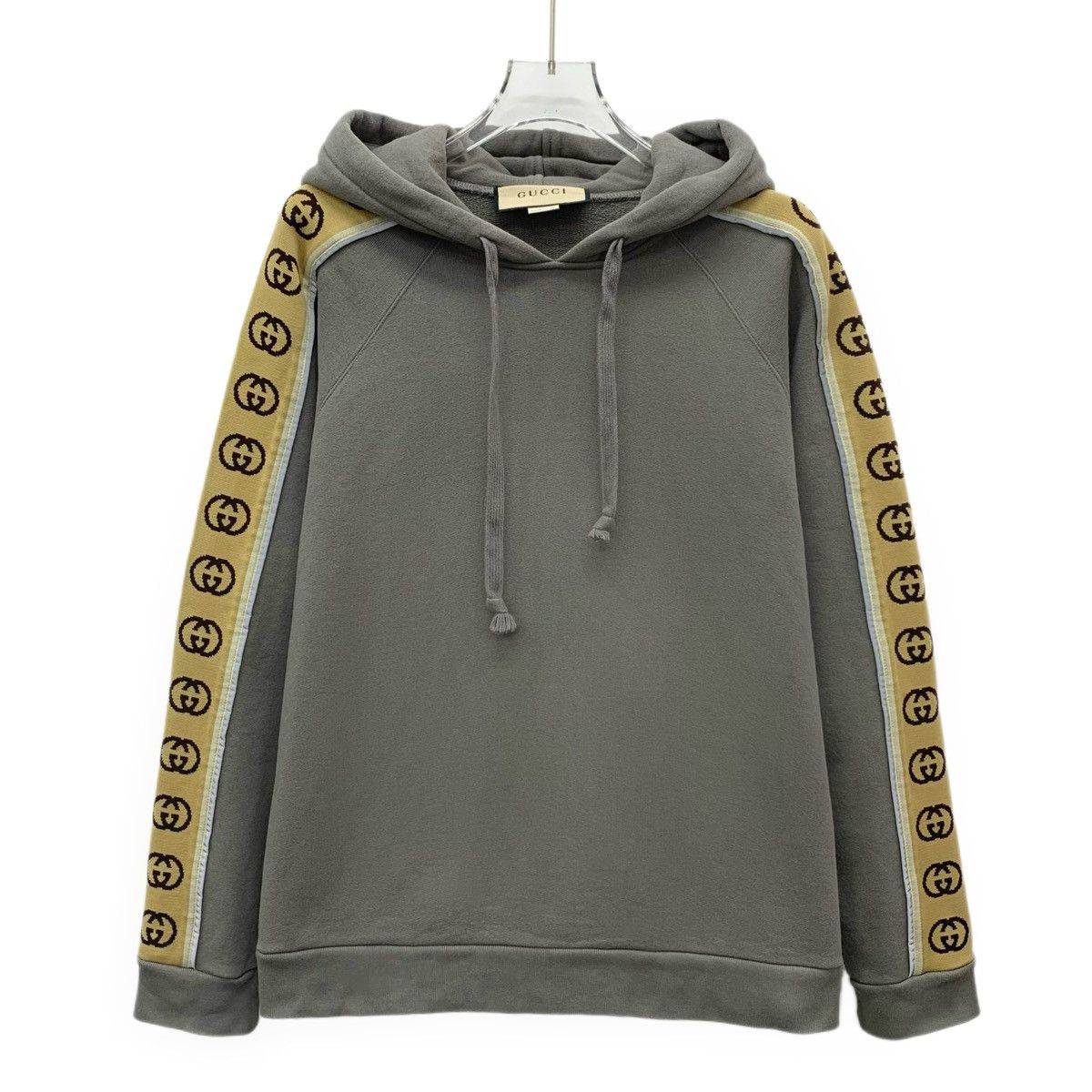 Gucci Gucci Grey-Brown Logo Tape Cotton Hooded Sweatshirt K26WX Size XS / US 0-2 / IT 36-38 - 1 Thumbnail