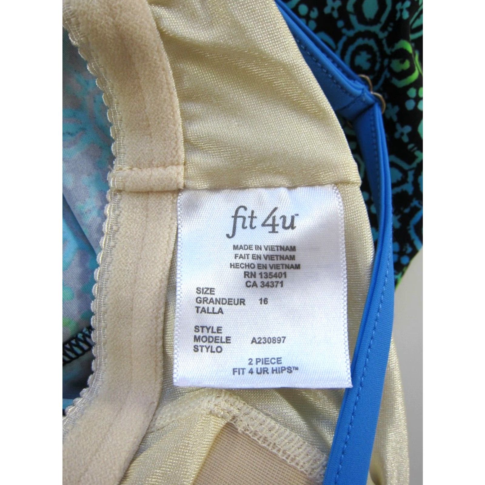 Vintage Fit 4 U Tankini Top Women 16 Black Geometric Built In Bra Ruffle Swimsuit Tankini Top Women 16 Size XXL / US 16-18 / IT 52-54 - 3 Thumbnail