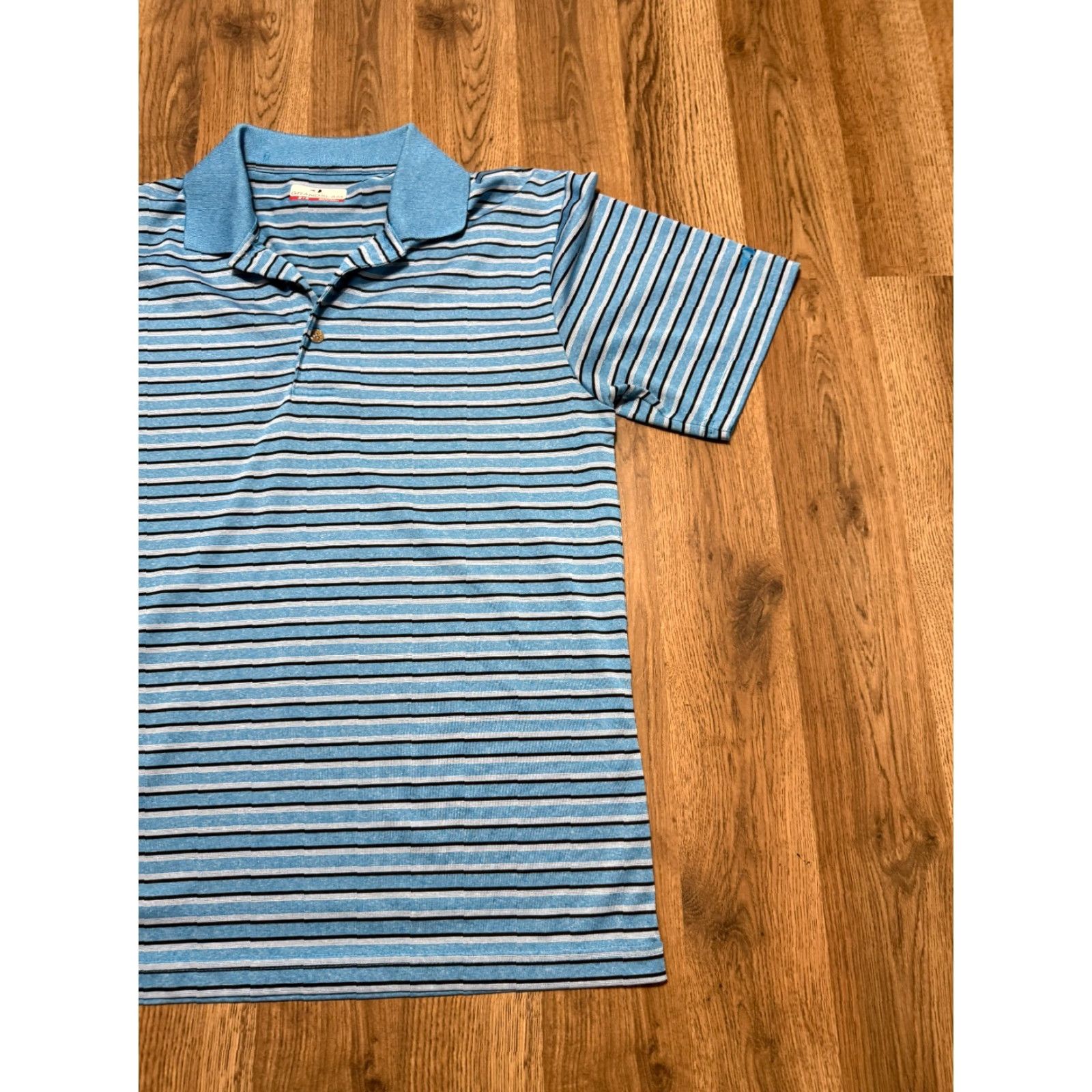 Vintage Grand Slam Shirt Polo Button Up Short Sleeve Striped Blue Medium Mens Regular Size M Size US M / EU 48-50 / 2 - 2 Thumbnail