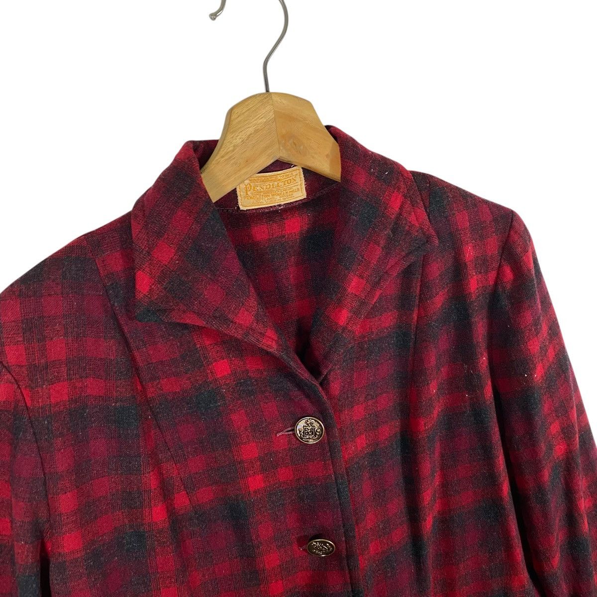 Pendleton Vintage 50s Pendleton Shirt Jacket Red Plaid Wool Shacket Size M / US 6-8 / IT 42-44 - 5 Thumbnail
