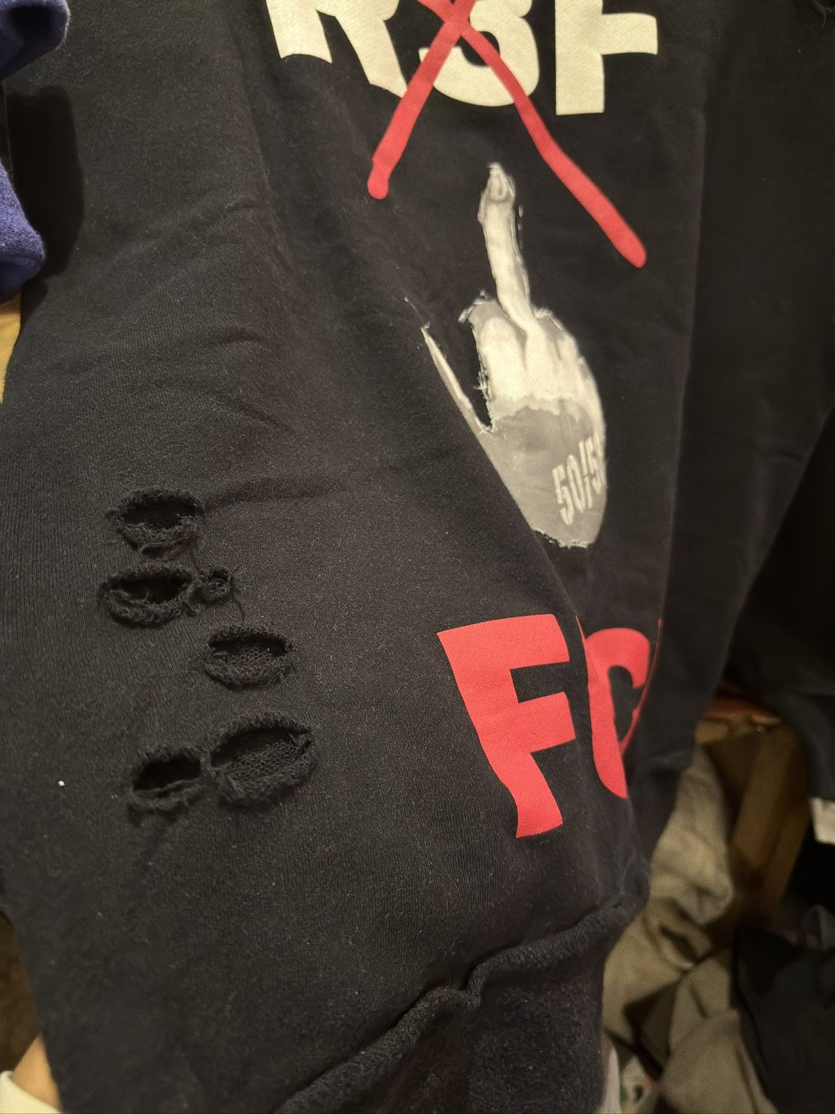 Japanese Brand Japan Punk FUCK distressed 50/50 hoodie Size US L / EU 52-54 / 3 - 4 Thumbnail