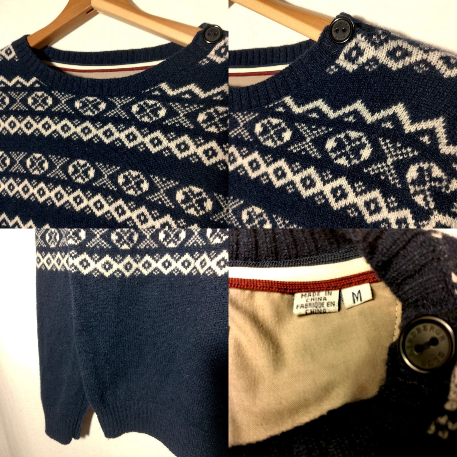 Lindbergh Lindbergh Sweater Pullover Women M Navy Blue White Fair Isle Nordic Wool Blend Knit Round Neck Long Sleeve Casual Size M / US 6-8 / IT 42-44 - 8 Thumbnail