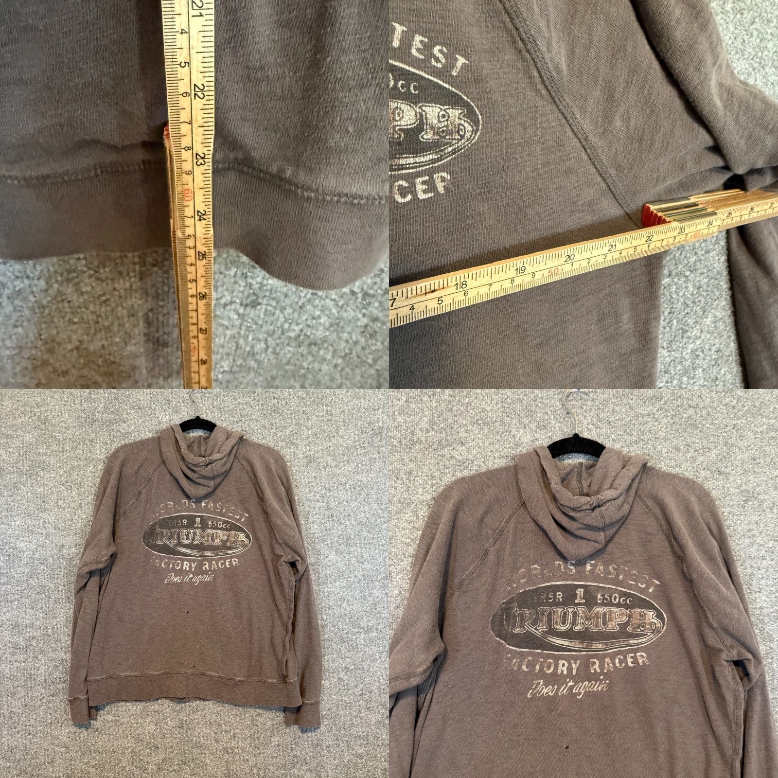 Lucky Brand Lucky Brand x Triumph Hoodie Mens Medium Brown Henley Speed Twin Racing Machines Size US M / EU 48-50 / 2 - 8 Thumbnail