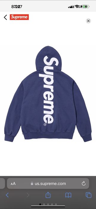 Supreme Supreme Satin Appliqué Hooded Sweatshirt - Washed Navy