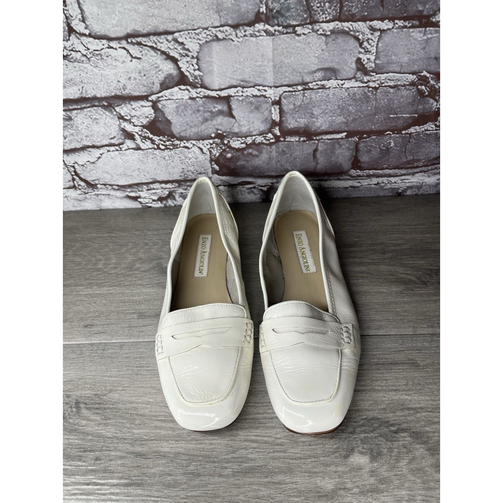 Enzo Bonafe Enzo Angiolini Ealento White Patent Leather Slip-On Loafers Size US 6.5 / IT 36.5 - 3 Thumbnail