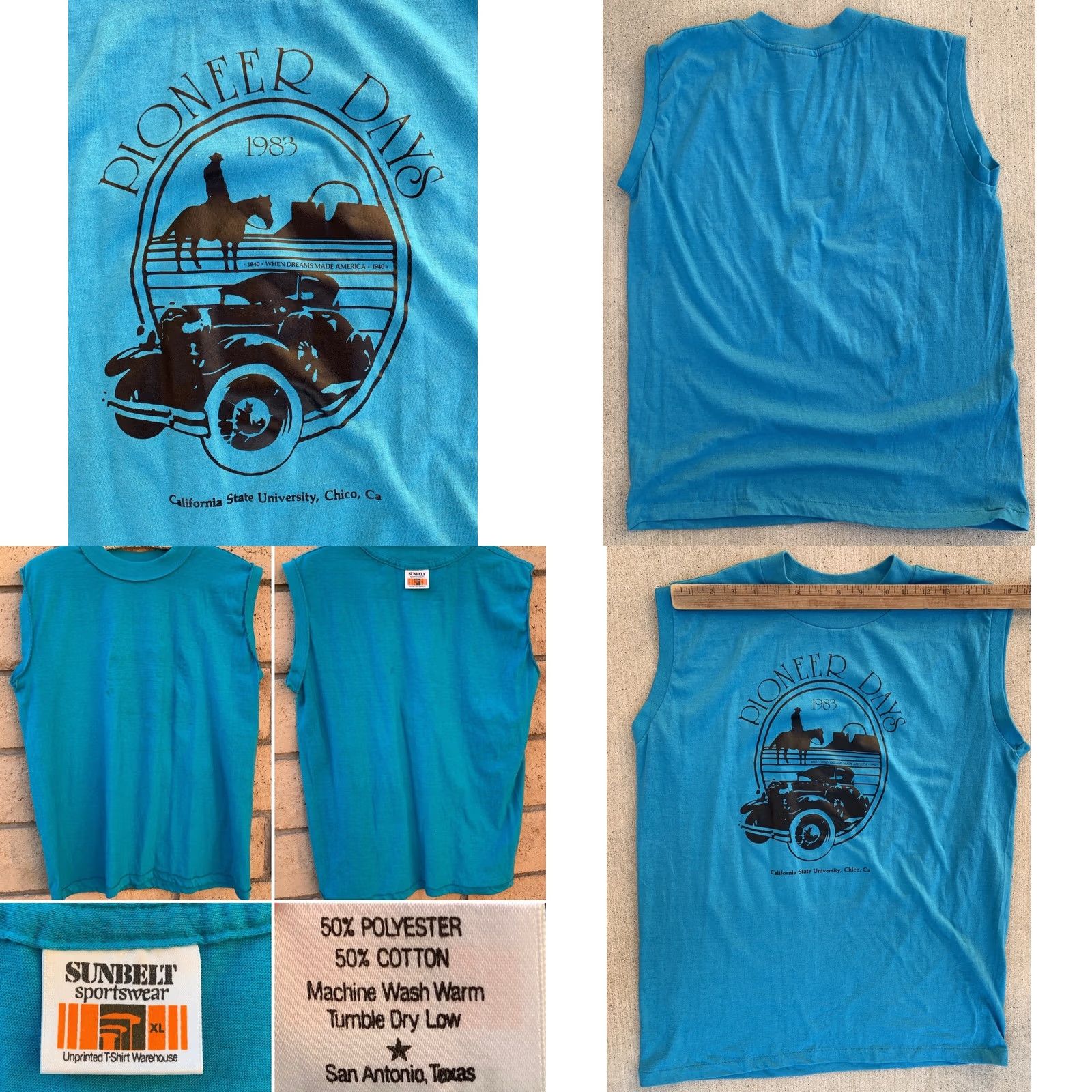 Vintage VINTAGE Sunbelt Sportswear Pioneer Days 1983 Chico State University Muscle Tee Sleeveless T Shirt L Men California University 80s Graphic Print Size US L / EU 52-54 / 3 - 10 Thumbnail