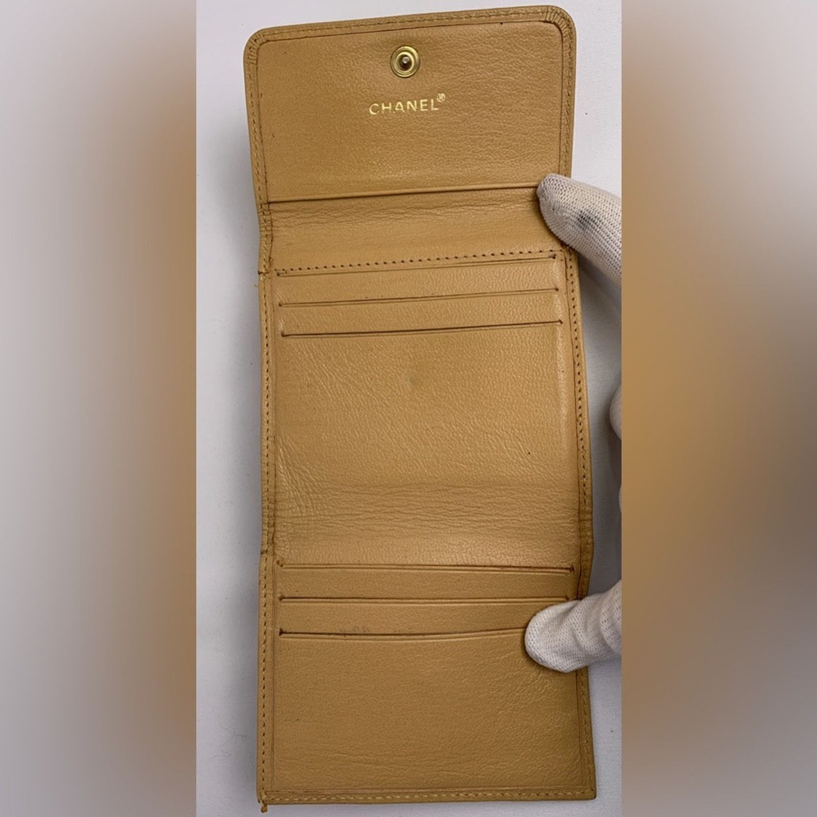 Chanel Authentic Chanel Tan Leather Wallet Tri fold Size ONE SIZE - 10 Thumbnail