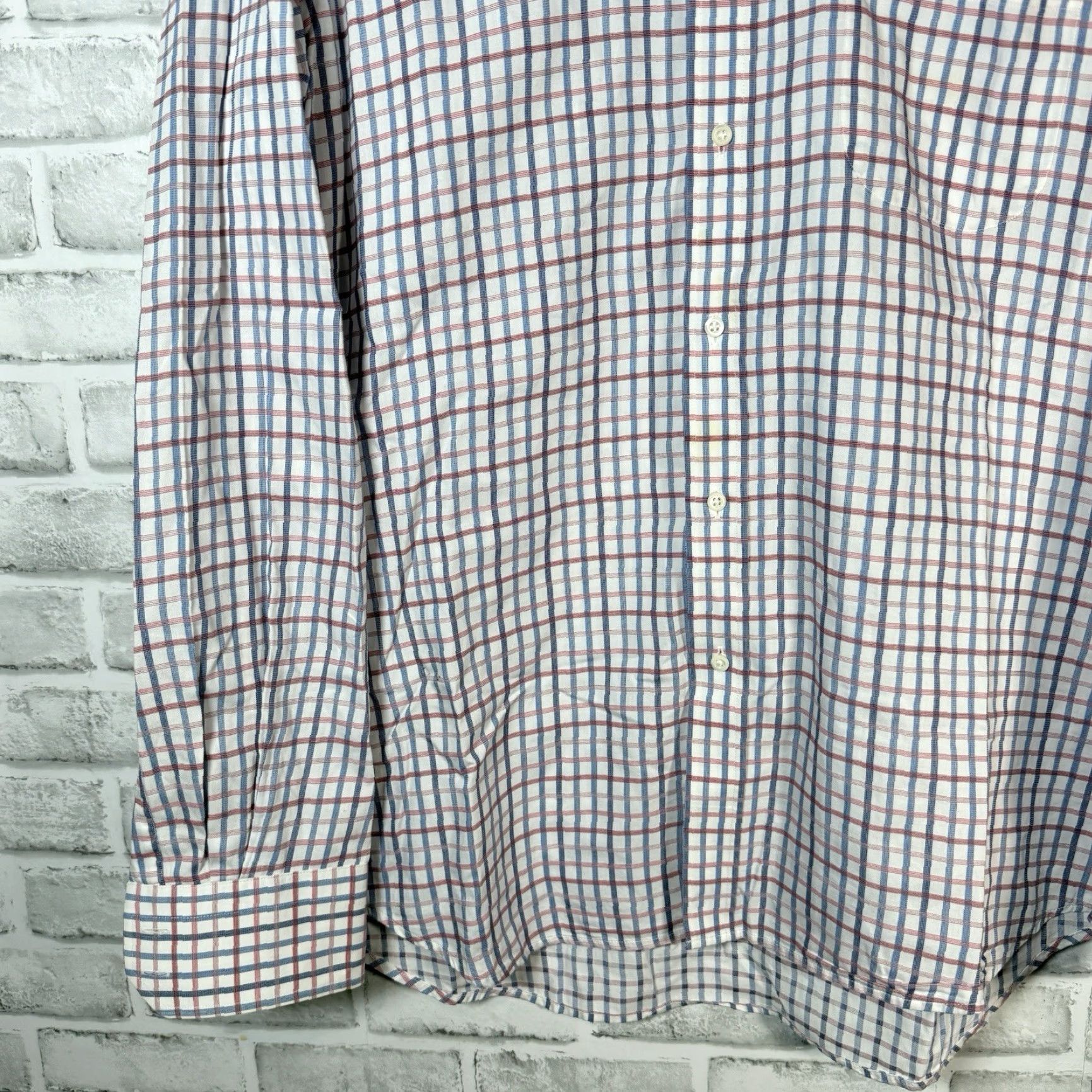 Hugo Boss Hugo Boss White Plaid 100% Cotton Long Sleeve Button Down Shirt Mens Size 41 /16 Size US L / EU 52-54 / 3 - 3 Thumbnail