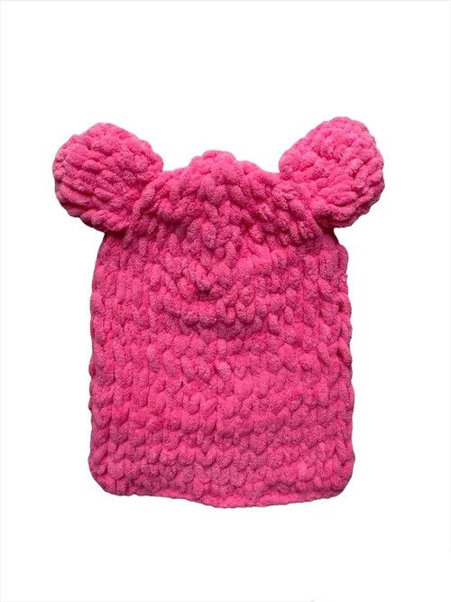 Handmade × Japanese Brand Handmade Knitted Balaclava Ski Mask Bunny Teddy Bear Style Size ONE SIZE - 3 Thumbnail