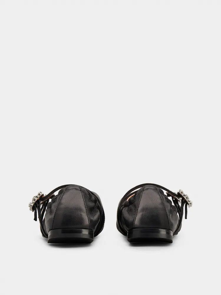 Roger Vivier o1s22i1n0824 Nappa Ballet Strass Buck Flats in Black Size US 10 / IT 40 - 5 Thumbnail