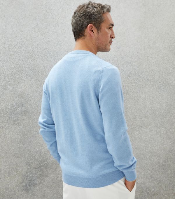 Brunello Cucinelli o1w1db10924 Cashmere Sweater in Light Blue Size US XL / EU 56 / 4 - 2 Thumbnail