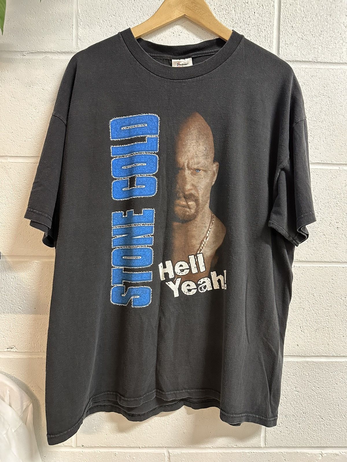 image of Vintage x Wwe 1998 Stone Cold Steve Austin Hell Ya T-Shirt in Black, Men's (Size XL)