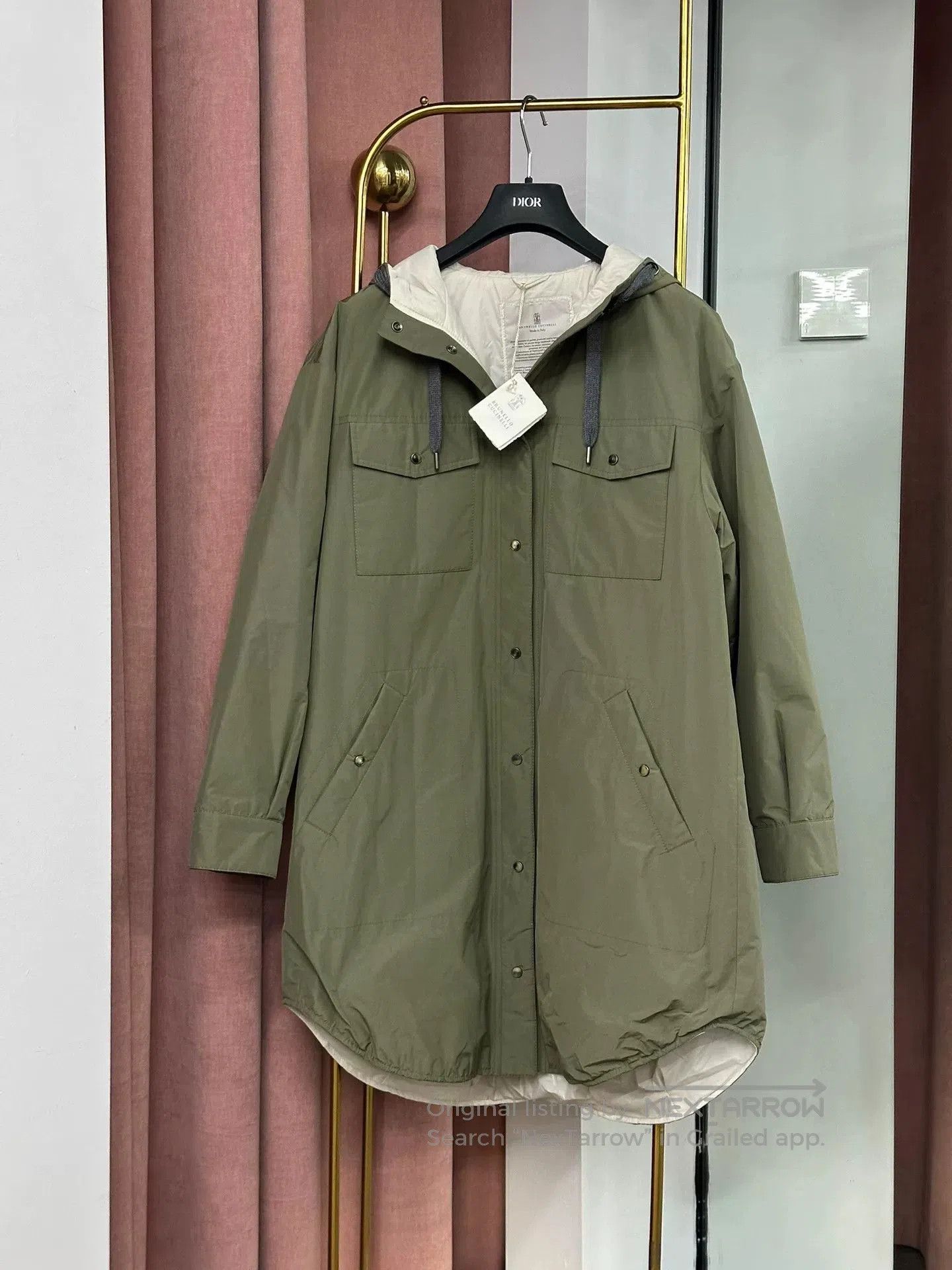 Brunello Cucinelli Green Cotton Coat.