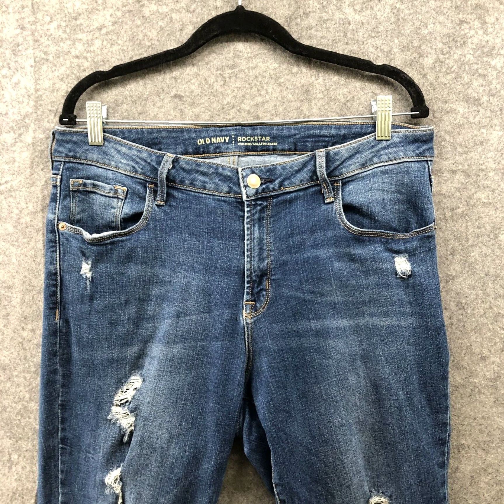 Old Navy Old Navy Rockstar Skinny Jeans Womens Size 14 Distressed Mid Rise Blue Denim Size 36" / US 14 / IT 50 - 3 Thumbnail