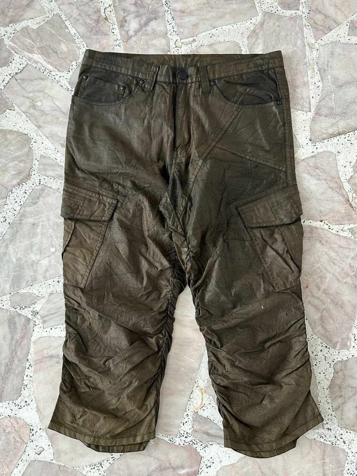 Tornado Mart Tornado Mart Japan Green Army Waxed Crop Pants Size US 30 / EU 46 - 1 Thumbnail
