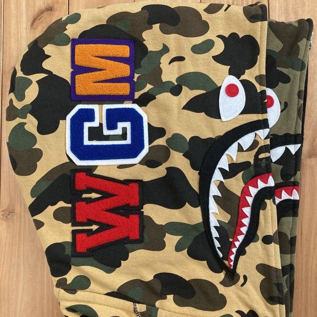 Bape BAPE Double Shark Full Zip Hoodie 1st Camo Yellow APE Size US XXL / EU 58 / 5 - 4 Thumbnail