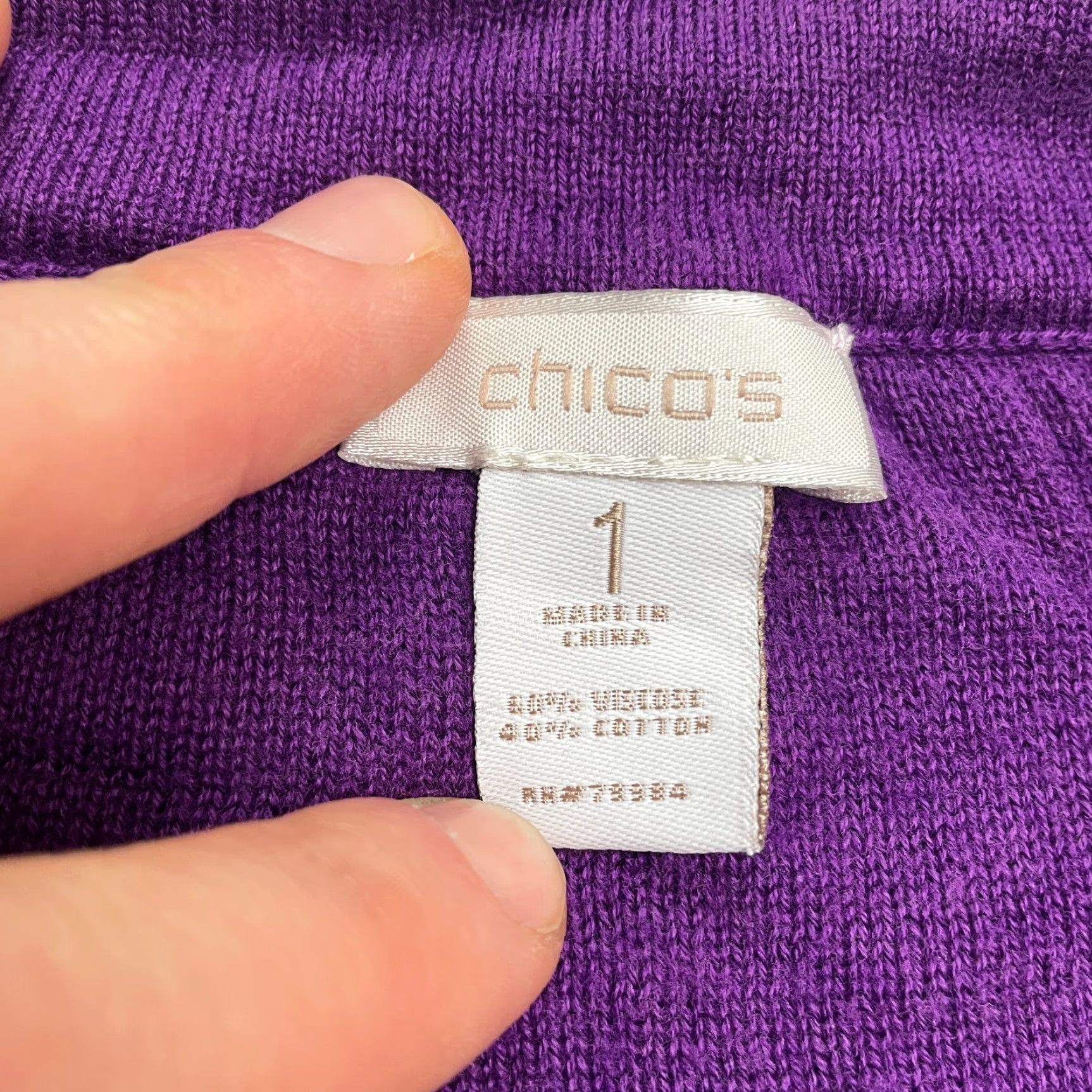Vintage Chico's Sweater Shirt Womens M Purple V-Neck Short Sleeve Knit Pocket Casual Knitwear Regular Fit Pullover Housewears Size M / US 6-8 / IT 42-44 - 5 Thumbnail