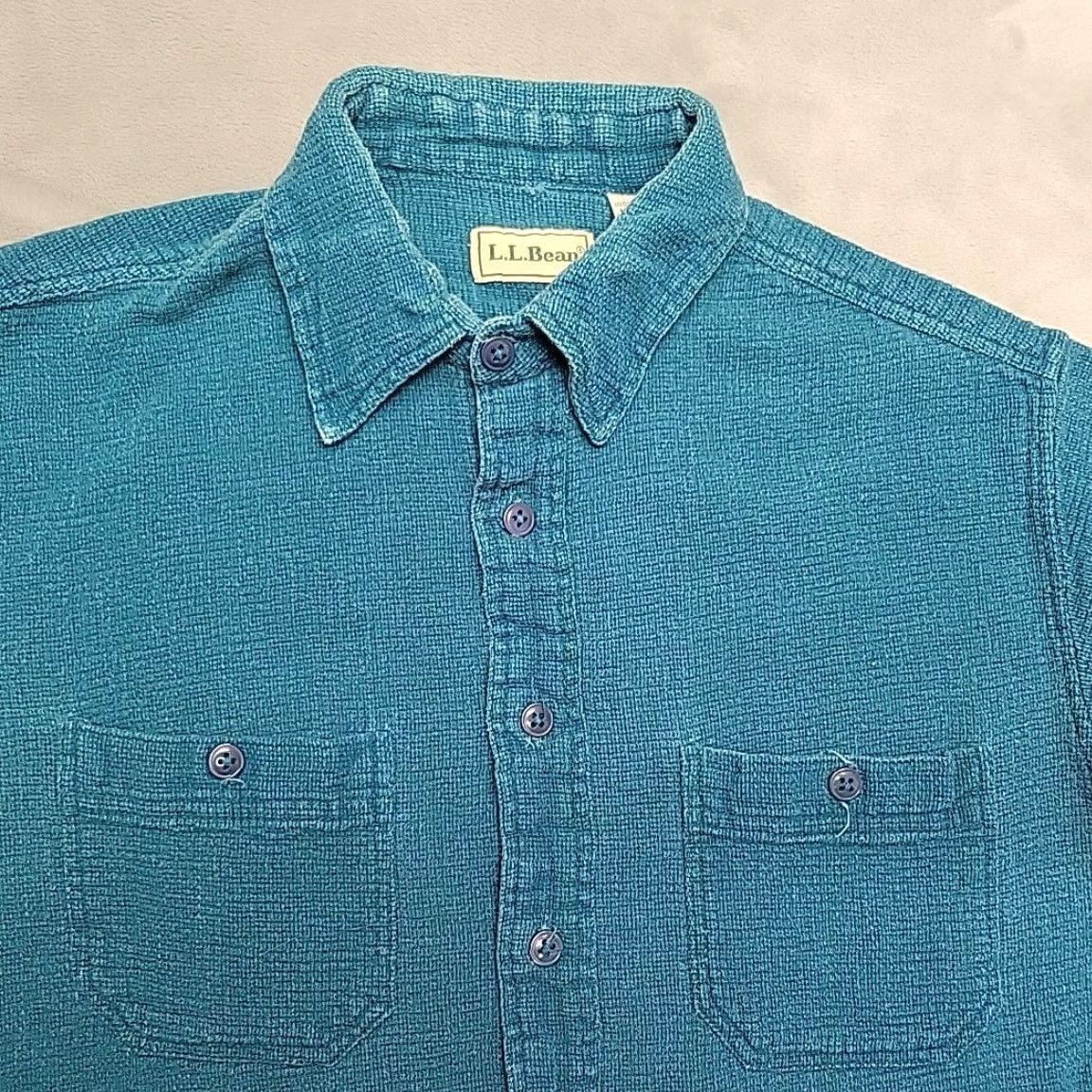 Vintage VINTAGE L.L.Bean Shirt Men M Teal Textured Cotton Short Sleeve 90s Heritage Vintage Size US M / EU 48-50 / 2 - 4 Thumbnail
