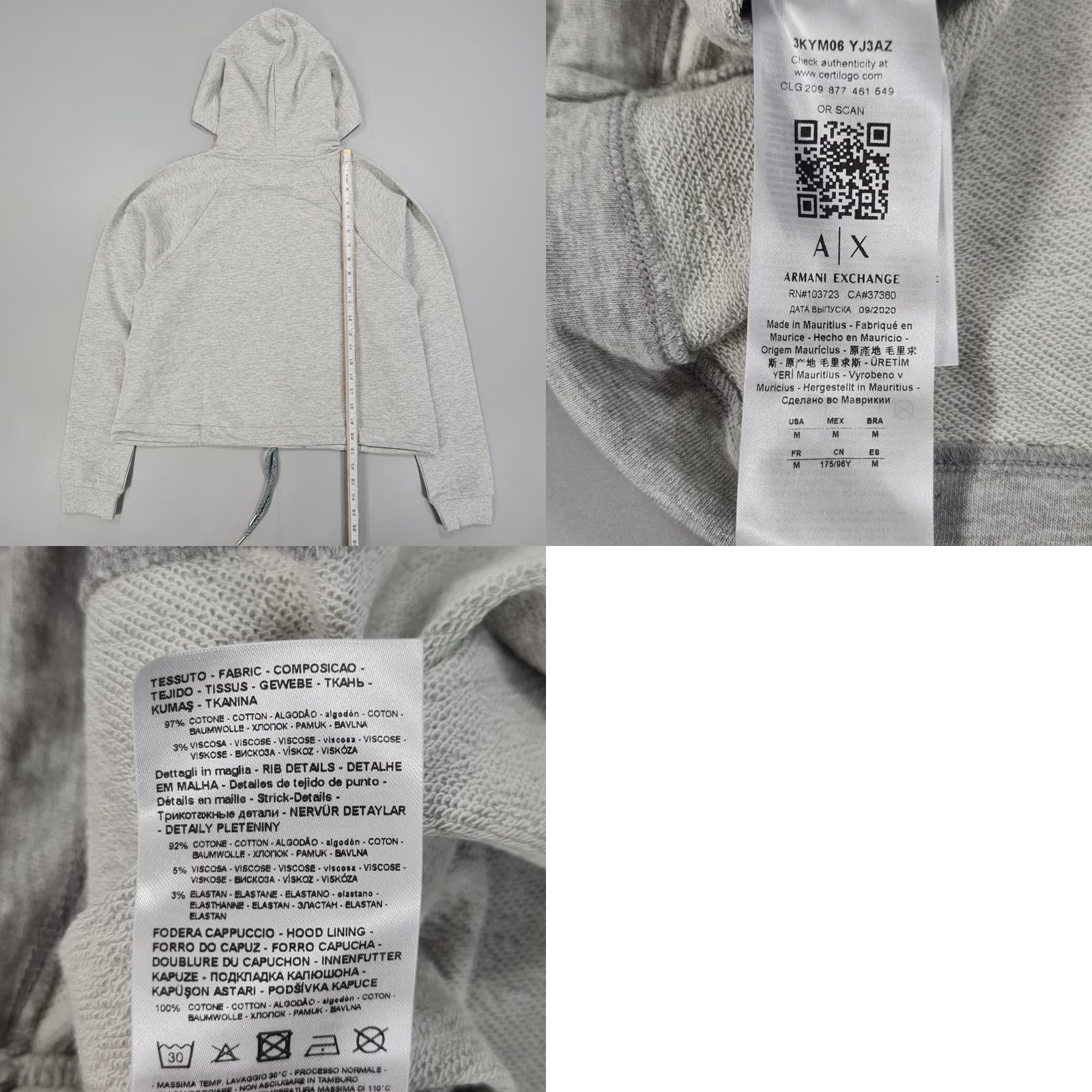 Armani Exchange Armani Exchange Womens Hoodie Grey Medium Cotton Logo Pullover Sweatshirt Size M / US 6-8 / IT 42-44 - 8 Thumbnail