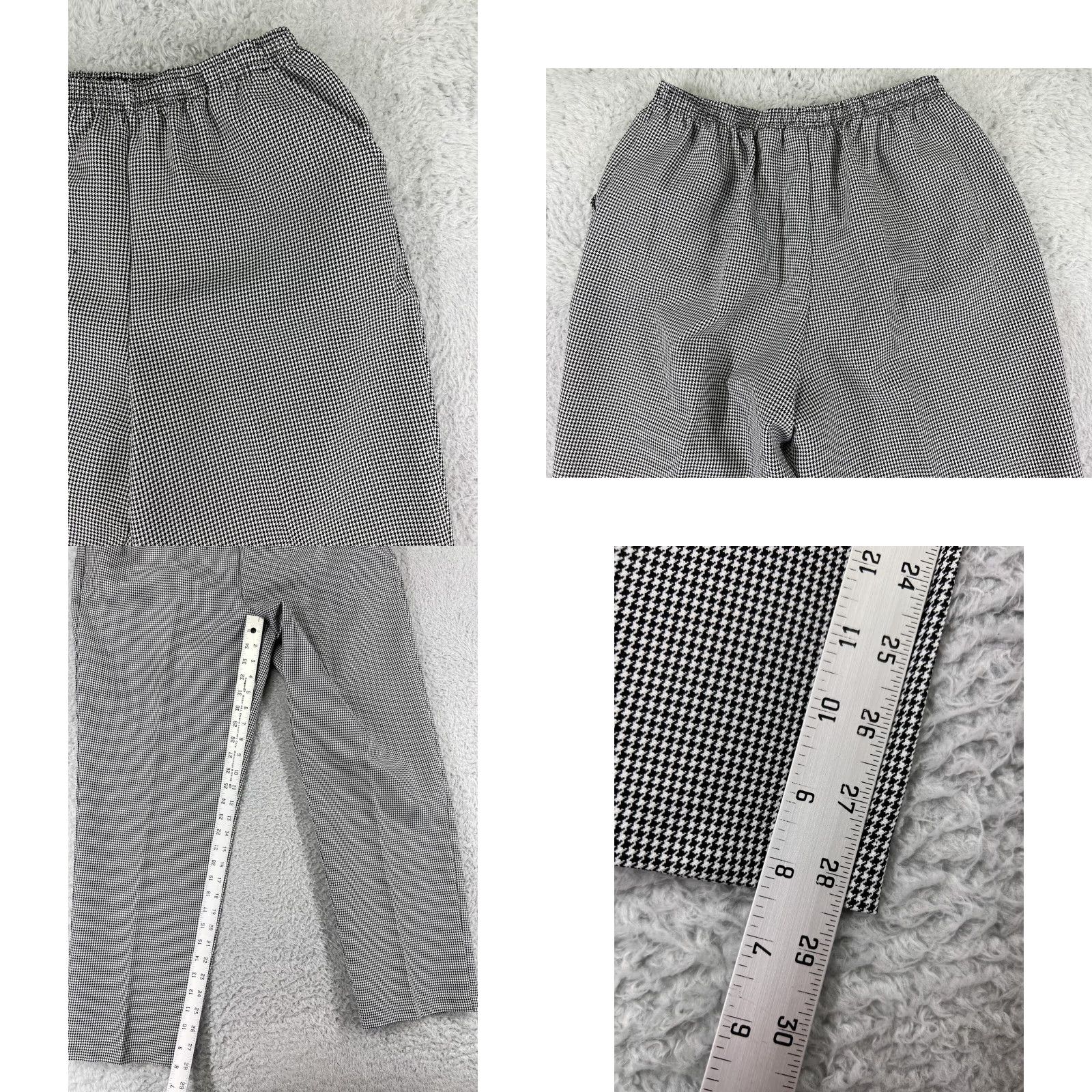 Blair VINTAGE Blair Pants Womens 14 Black Houndstooth 100% Polyester Elastic Straight Front Chino Size 36" / US 14 / IT 50 - 8 Thumbnail