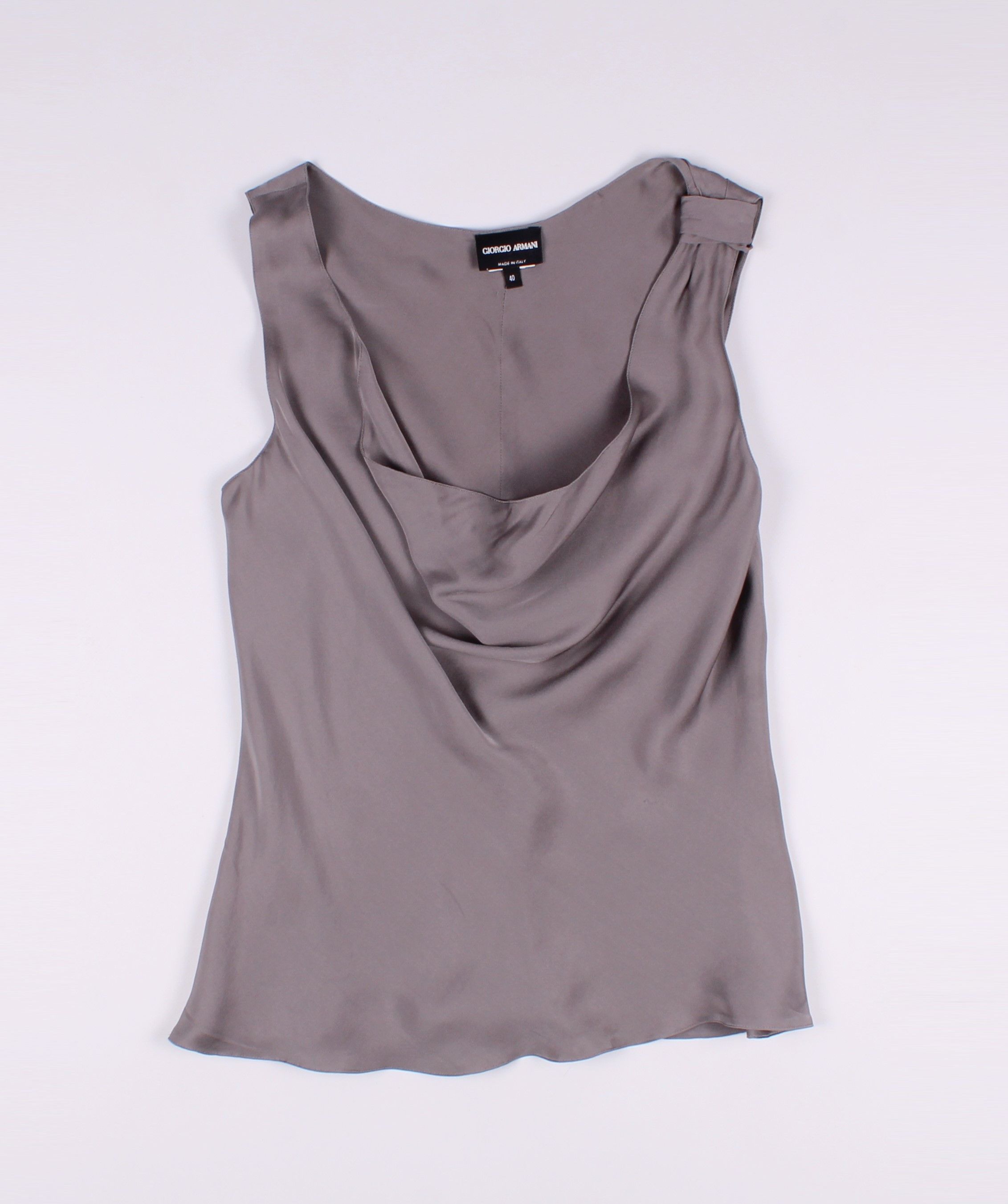 image of Vintage Giorgio Armani Silk Silver Top Blouse, Women's (Size Small)