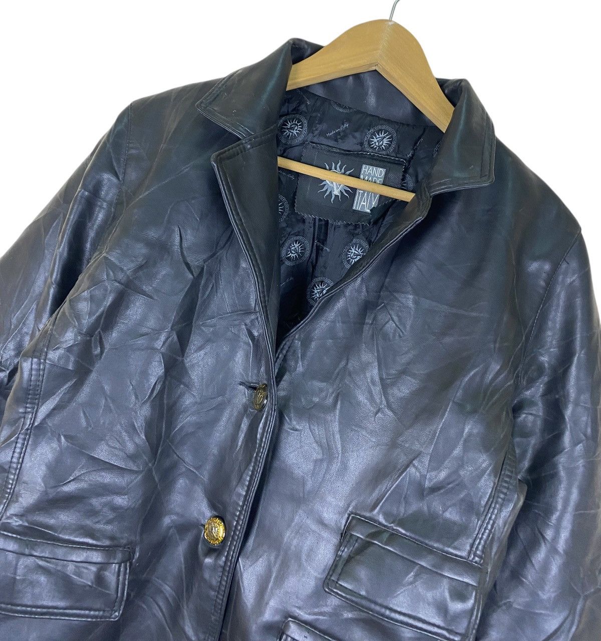 Vintage Vintage GV Italian Designer Long Leather Jacket Size US M / EU 48-50 / 2 - 2 Thumbnail