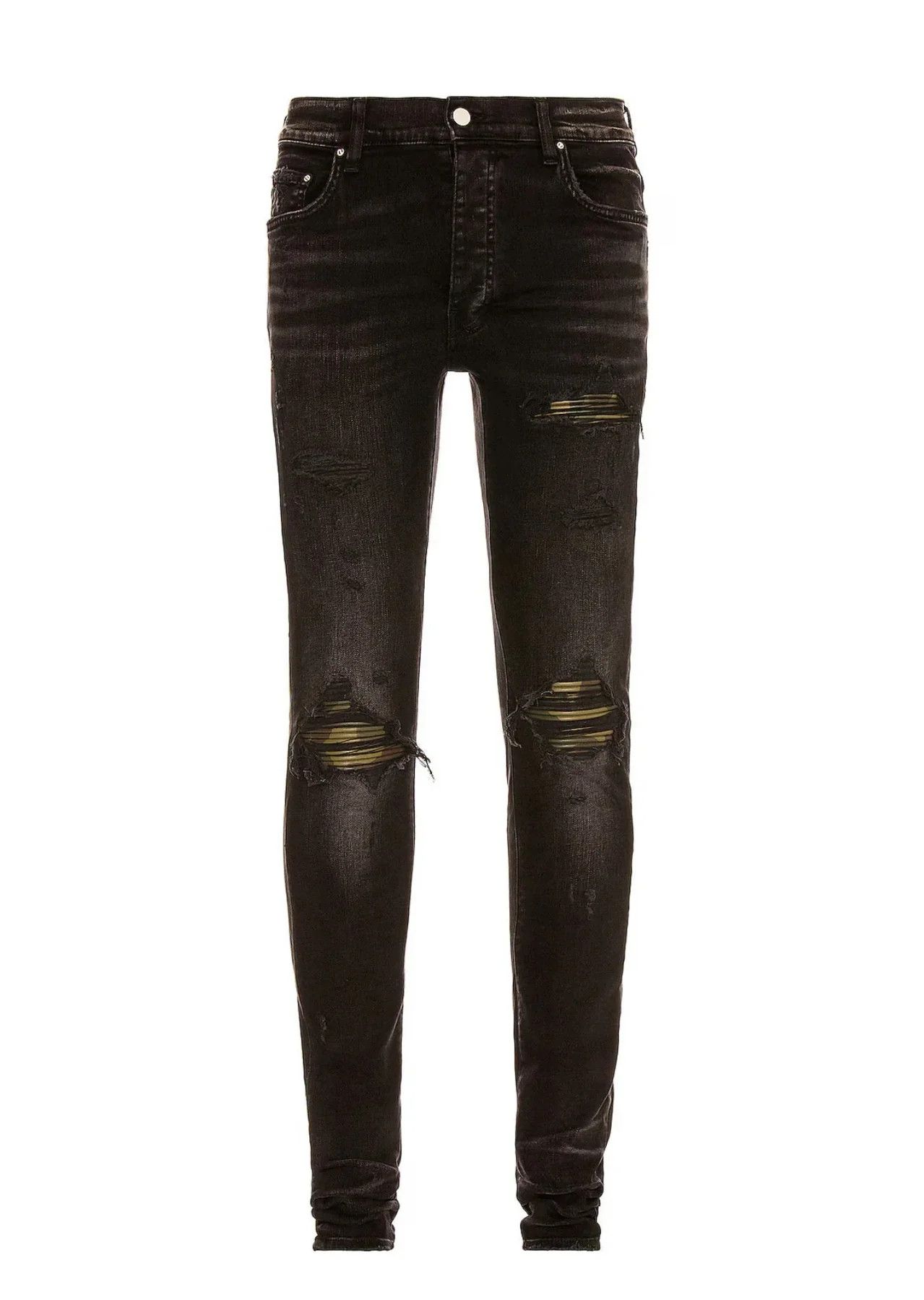 Amiri o1mle0925 Leather Camo MX1 Jeans in Black Size US 38 / EU 54 - 1 Thumbnail