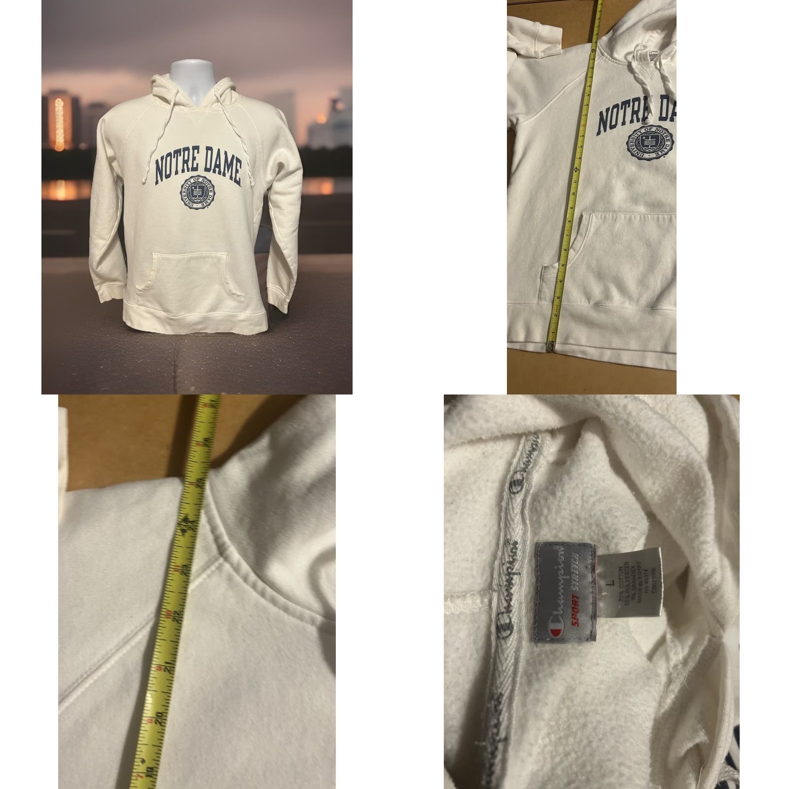 Champion Y2K University Notre Dame Hoodie Champion White Spell Out Adult Large Notre Dame Fighting Irish Size US L / EU 52-54 / 3 - 8 Thumbnail