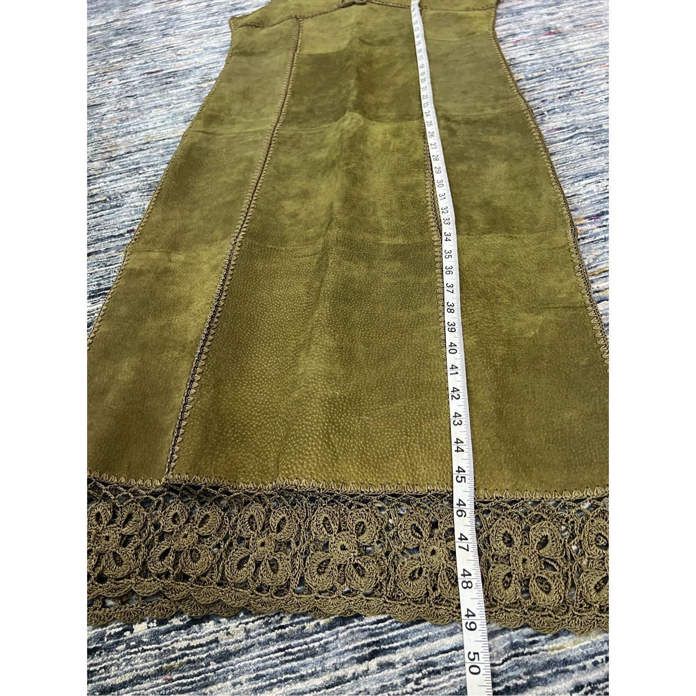 Other S.M.H. Boutique Patchwork Leather Olive Midi Dress Size 8 Size M / US 6-8 / IT 42-44 - 7 Thumbnail