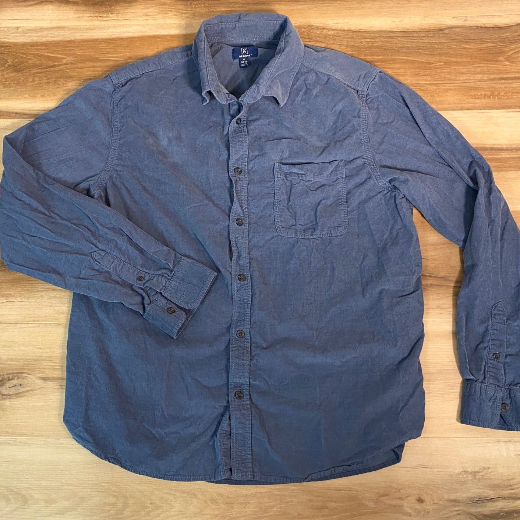 George George Corduroy Shirt Mens XL Button-Up Long Sleeve Casual Top Size US XL / EU 56 / 4 - 2 Thumbnail