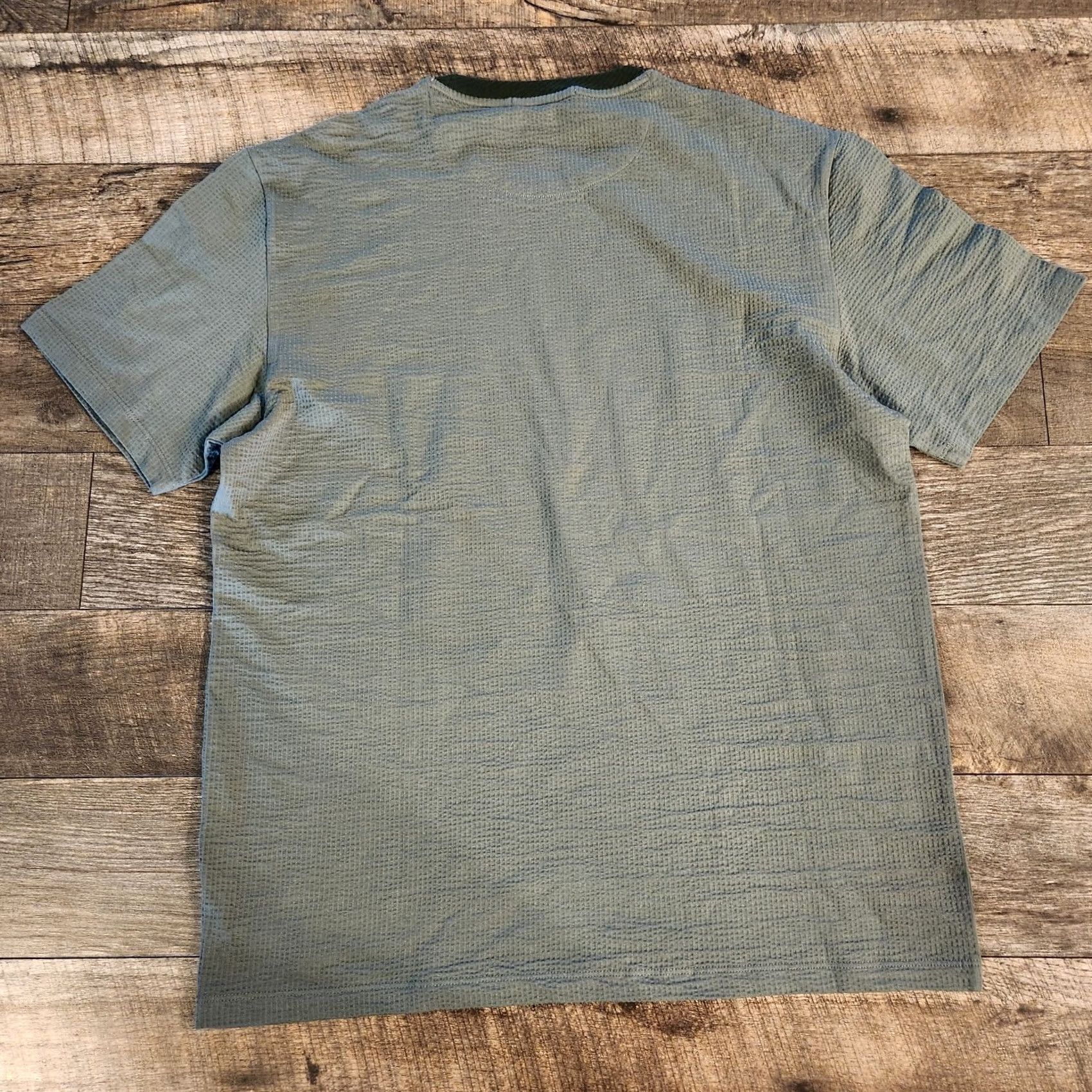 Scotch & Soda Scotch & Soda T Shirt Tee Mens Large Green Textured Knit Crew Neck Short Sleeve Waffle Knit Logo Cotton Spandex Regular Size US L / EU 52-54 / 3 - 6 Thumbnail