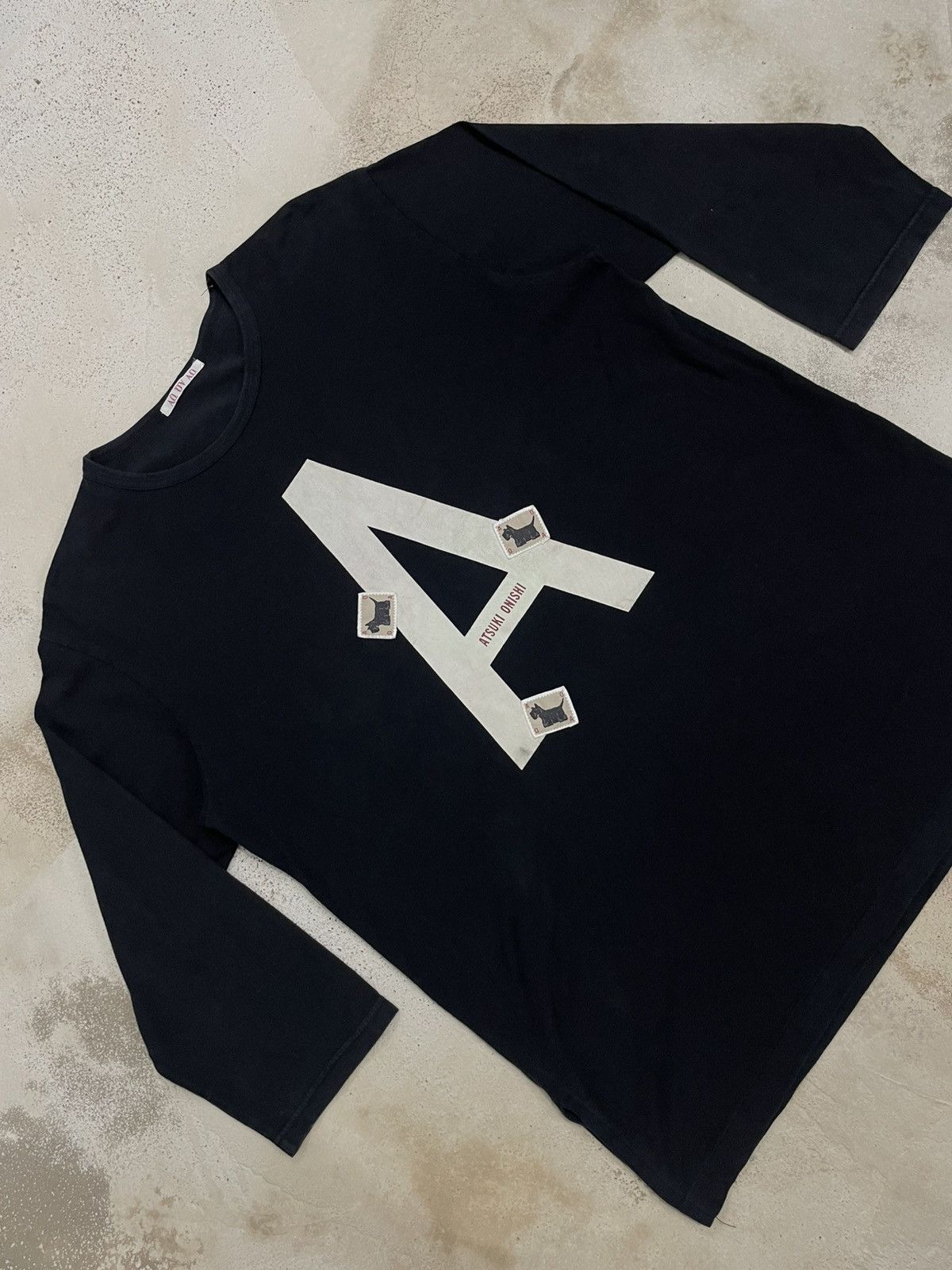 Japanese Brand Atsuki Onishi AO Spellout Puppy Graphic 3Q Sleeve Size US L / EU 52-54 / 3 - 4 Thumbnail