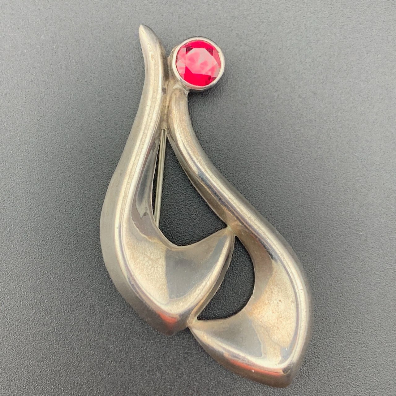 Other TJ-14 Taxco Mexico Sterling Silver Red Ruby Modernist Brooch Size ONE SIZE - 2 Thumbnail