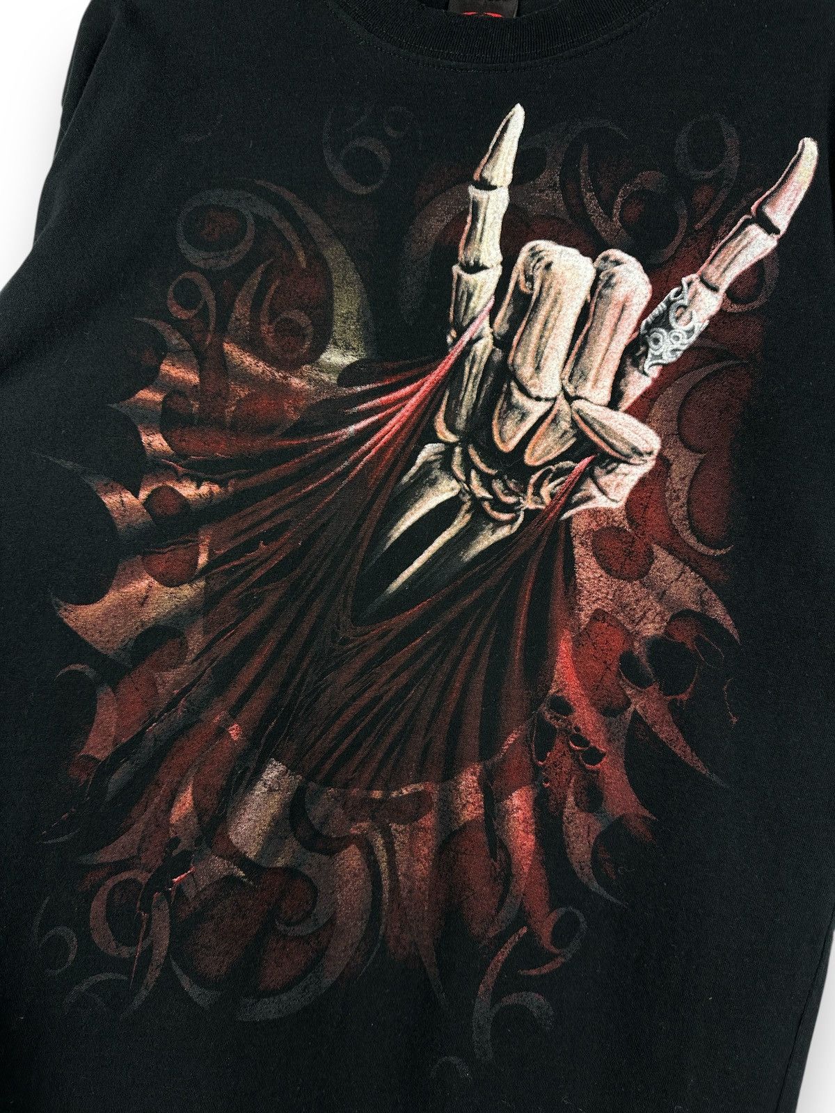 Other Vintage Rock Salute Skull Over Print Double Sided T-Shirt Size US L / EU 52-54 / 3 - 13 Thumbnail