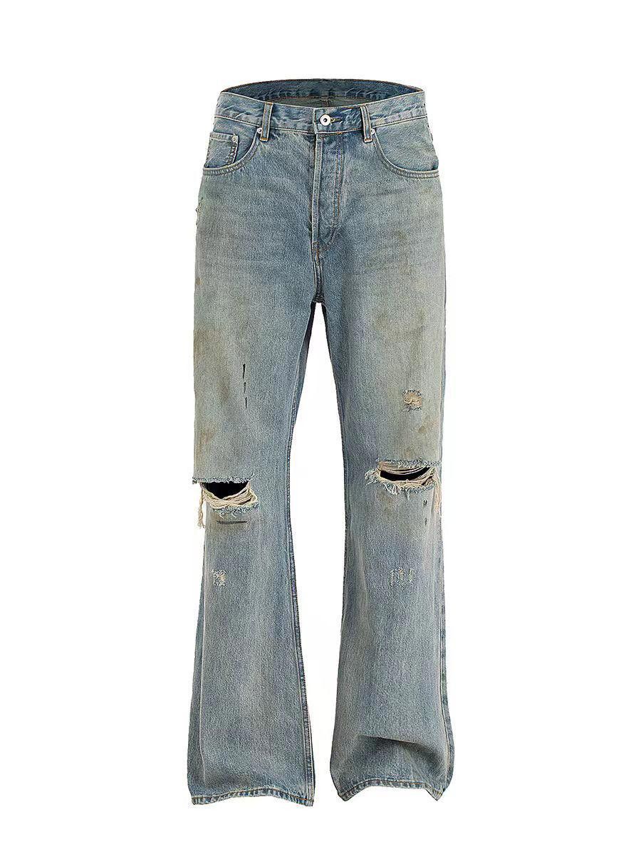 Vintage Loose Straight Distressed Ripped Flared Denim Jeans Size US 30 / EU 46 - 5 Thumbnail