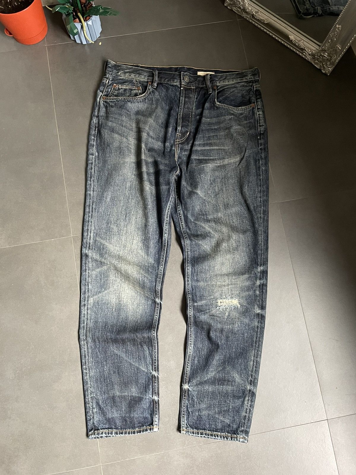 Japanese Brand Allsaints Baggy Washed Distressed Denim Faded Jeans Y2k Size US 34 / EU 50 - 3 Thumbnail