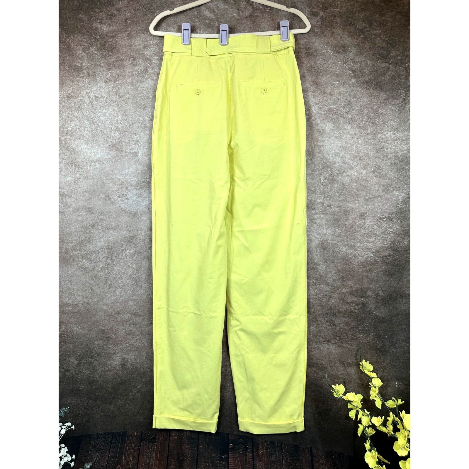 Tanya Taylor Tanya Taylor Tyler Cuffed Pleated Belted Pants Daffodil 4 Size 27" / US 4 / IT 40 - 12 Thumbnail