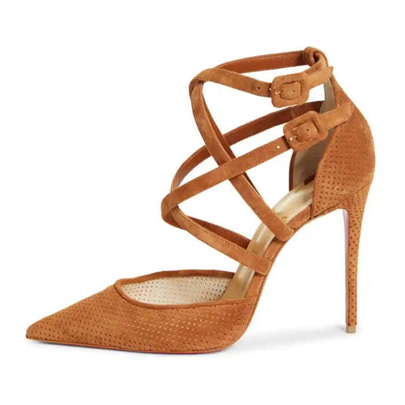 Christian Louboutin Victorilla 100 Biscotto Brown Strappy Sandal Heel Pump 42 Size US 12 / IT 42 - 3 Thumbnail